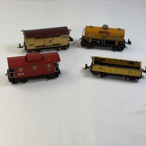 Lionel Prewar 4 Locomotive Train Car 655 Box, 654 Shell, 657 Caboose, 652 Gondol